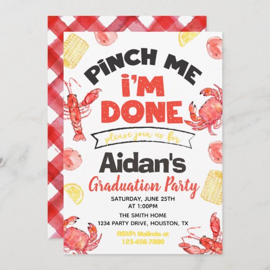 Uitnodiging van de Crawfish Graduy Party | AFSTUDE (Voorkant / Achterkant)