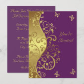 Uitnodiging van de dag—Rood Violet & goudzirlen (Voorkant / Achterkant)