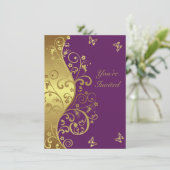 Uitnodiging van de dag—Rood Violet & goudzirlen (Staand voorkant)