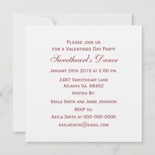 Uitnodiging van de dans-feest van de schatten (Achterkant)