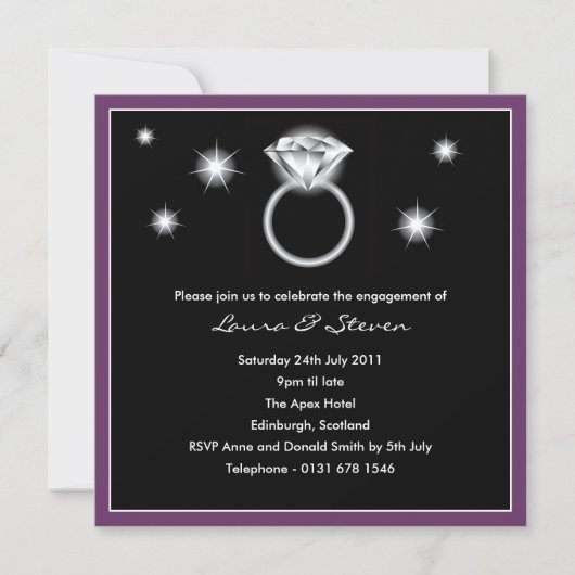 Uitnodiging van de Diamond Ring Engagement Party - (Voorkant)