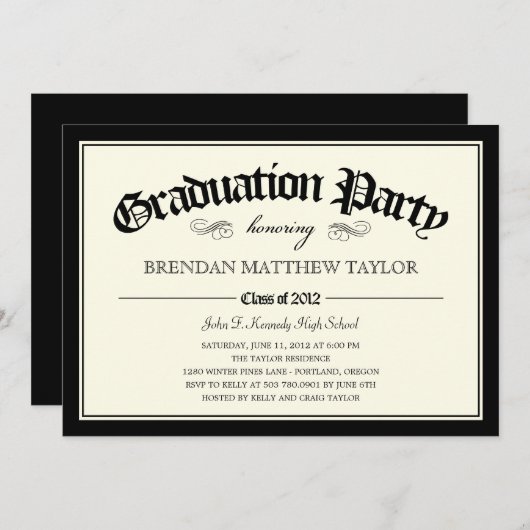 Uitnodiging van de Diploma Graduation Party 2012 (Voorkant / Achterkant)