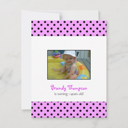 Uitnodiging van de Dot Party van Black and Pink (Voorkant)