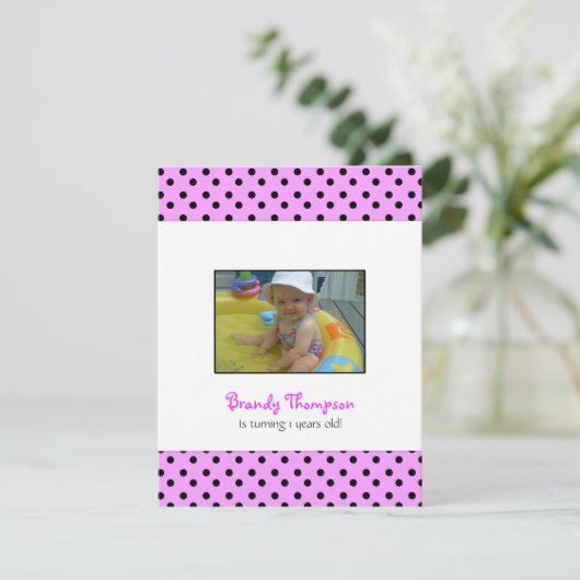 Uitnodiging van de Dot Party van Black and Pink (Staand voorkant)