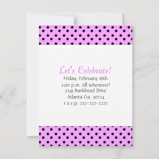 Uitnodiging van de Dot Party van Black and Pink (Achterkant)