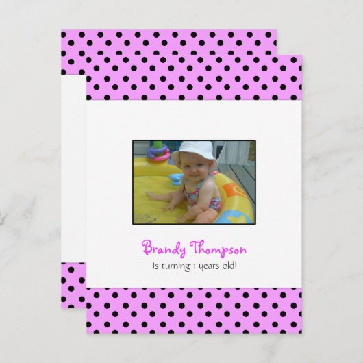 Uitnodiging van de Dot Party van Black and Pink (Voorkant / Achterkant)