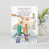 Uitnodiging van de Dream Honeymoon van Young Coupl (Staand voorkant)