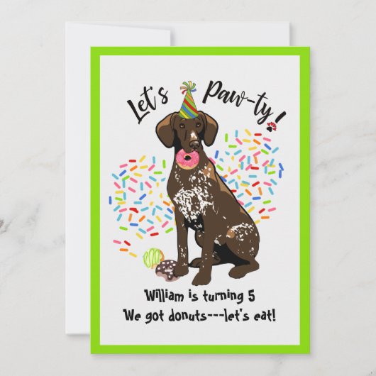 uitnodiging van de Duitse partij Short Hazard Poin (Voorkant)