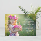 Uitnodiging van de Eerste Heilige Communie om Init (Staand voorkant)