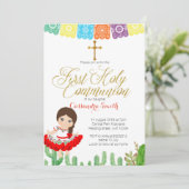 Uitnodiging van de eerste Heilige Communie van Cac (Staand voorkant)