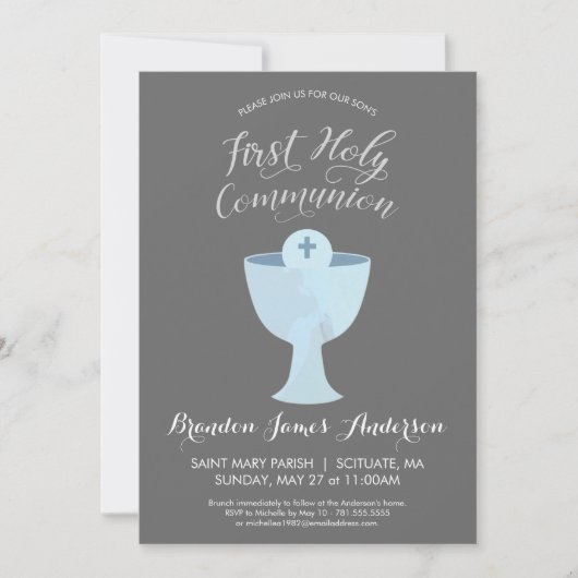 Uitnodiging van de eerste Heilige Communie van de  (Voorkant)