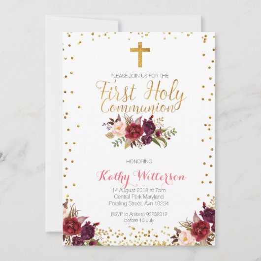Uitnodiging van de eerste Heilige Communie van Ele (Voorkant)