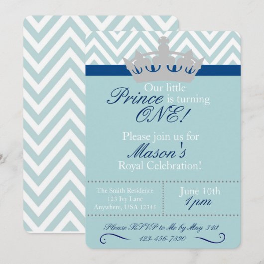 Uitnodiging van de eerste verjaardag van Little Pr (Voorkant / Achterkant)