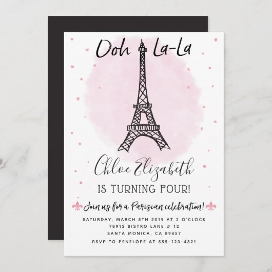Uitnodiging van de Eiffeltoren van Parijs voor om (Voorkant / Achterkant)