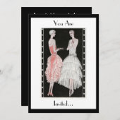 Uitnodiging van de Elegant Black and White Party u (Voorkant / Achterkant)