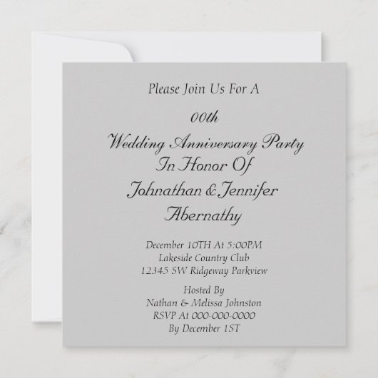 Uitnodiging van de Elegant Wedding Jubileum (Achterkant)