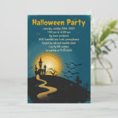 Uitnodiging van de Enchanted House Halloween Party (Staand voorkant)