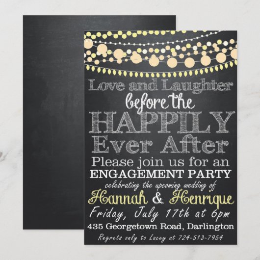 Uitnodiging van de Engagement Party (Voorkant / Achterkant)