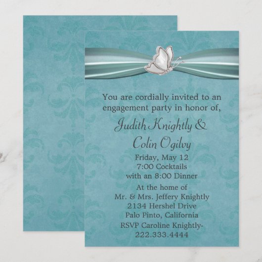 Uitnodiging van de Engagement Party (Voorkant / Achterkant)