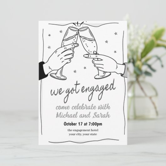 Uitnodiging van de Engagement Party (Staand voorkant)