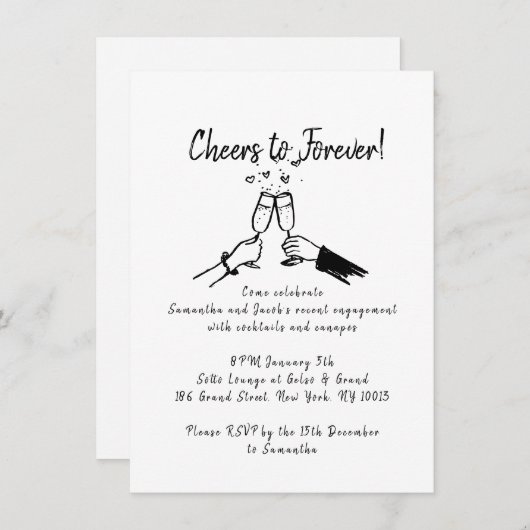 Uitnodiging van de Engagement Party (Voorkant / Achterkant)