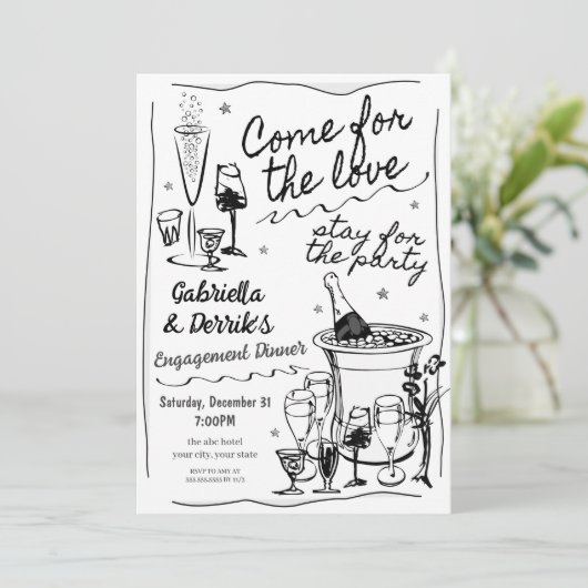 Uitnodiging van de Engagement Party (Staand voorkant)