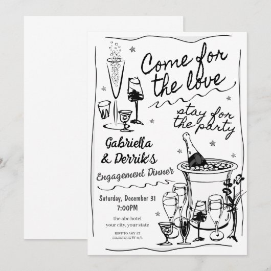 Uitnodiging van de Engagement Party (Voorkant / Achterkant)