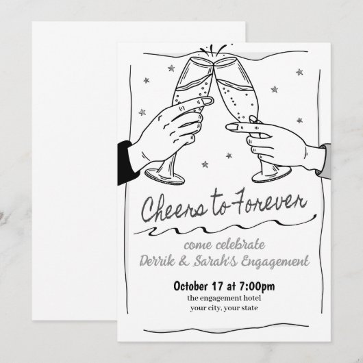 Uitnodiging van de Engagement Party (Voorkant / Achterkant)