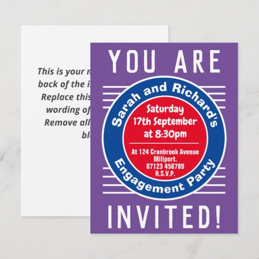 Uitnodiging van de Engagement Party (Voorkant / Achterkant)