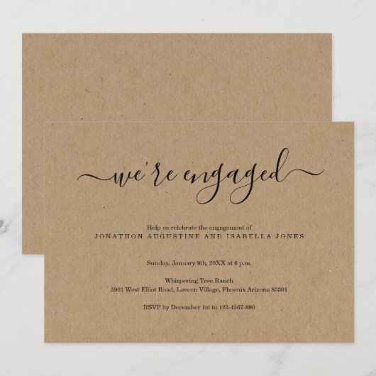 Uitnodiging van de Engagement Party (Voorkant / Achterkant)