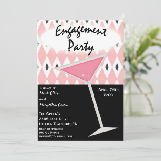 Uitnodiging van de Engagement Party (Staand voorkant)