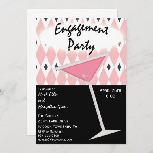 Uitnodiging van de Engagement Party (Voorkant / Achterkant)