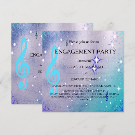 Uitnodiging van de Engagement Party (Voorkant / Achterkant)