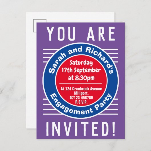 Uitnodiging van de Engagement Party (Voorkant / Achterkant)