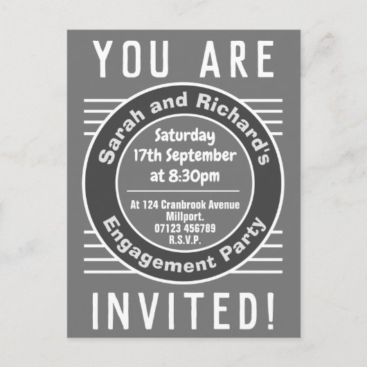 Uitnodiging van de Engagement Party Briefkaart (Voorkant)