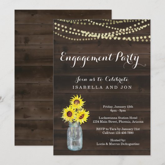 Uitnodiging van de Engagement Party - Rustige zonn (Voorkant / Achterkant)