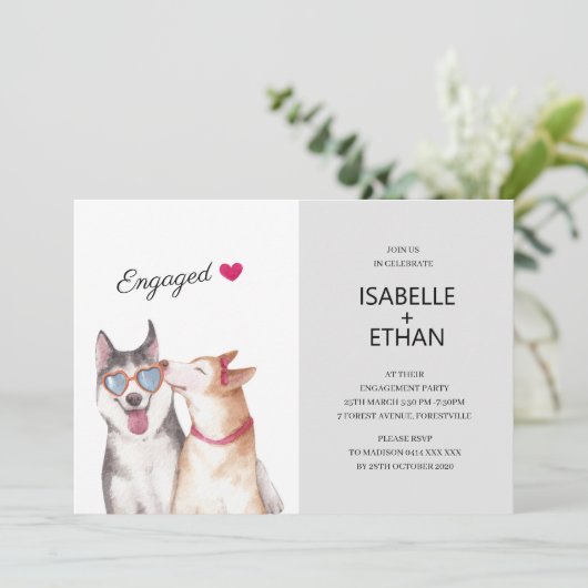 Uitnodiging van de Engagement Party, Siberian Husk (Staand voorkant)