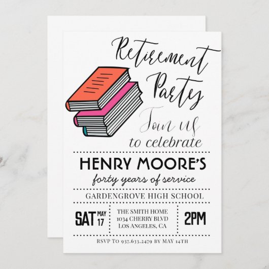 Uitnodiging van de Engelse Teacher Retirement Part (Voorkant / Achterkant)