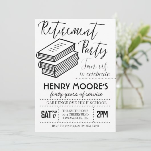 Uitnodiging van de Engelse Teacher Retirement Part (Staand voorkant)