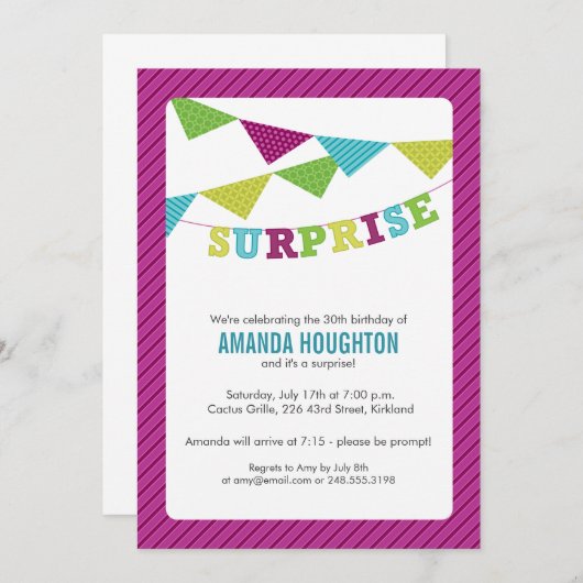 Uitnodiging van de Enterprise Party in Paars (Voorkant / Achterkant)