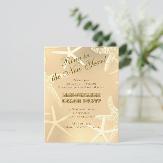 Uitnodiging van de "Eve Beach Party" van Starfish (Staand voorkant)