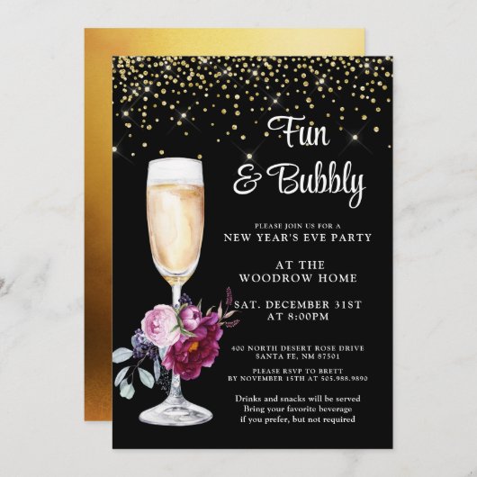Uitnodiging van de Eve Black Party in het nieuwjaa (Voorkant / Achterkant)