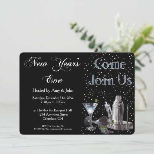 Uitnodiging van de Eve Cocktail Party in het nieuw (Staand voorkant)