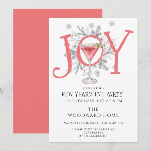 Uitnodiging van de Eve Cocktail Party in het nieuw (Voorkant / Achterkant)