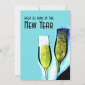 Uitnodiging van de Eve Party van Champagne Glasses (Achterkant)