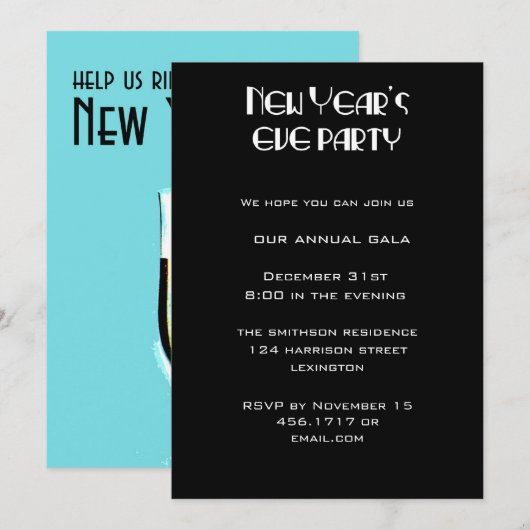 Uitnodiging van de Eve Party van Champagne Glasses (Voorkant / Achterkant)