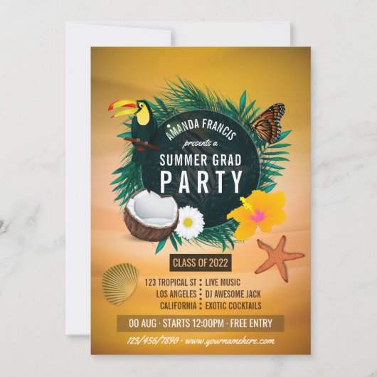 Uitnodiging van de exotische tropische proefvaarde (Voorkant)