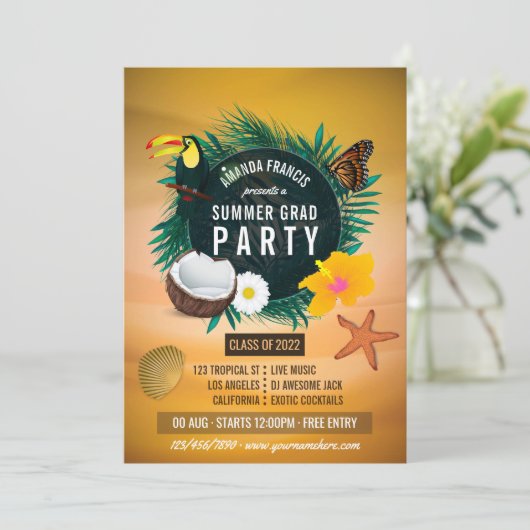 Uitnodiging van de exotische tropische proefvaarde (Staand voorkant)