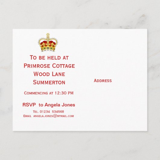 Uitnodiging van de feestdag voor de feestdag (Achterkant)