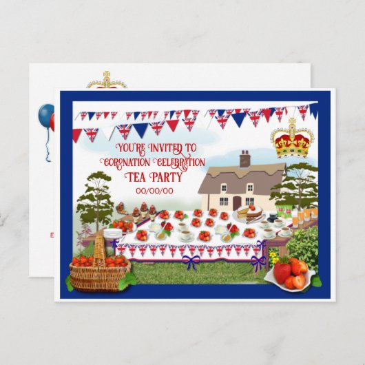 Uitnodiging van de feestdag voor de feestdag (Voorkant / Achterkant)